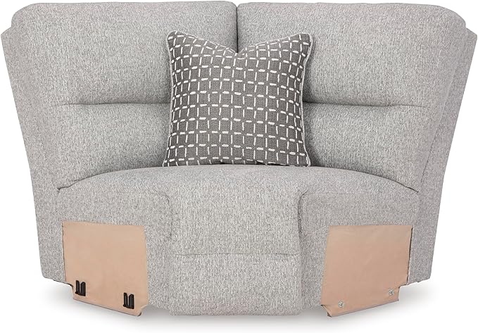 Signature Design by Ashley Acklen Place Modern U-Shaped Modular Stain-Resistant 6-Piece Power Reclining Sectional with Chaise, Adjustable Headrest, USB Charging Ports and Console, Light Gray