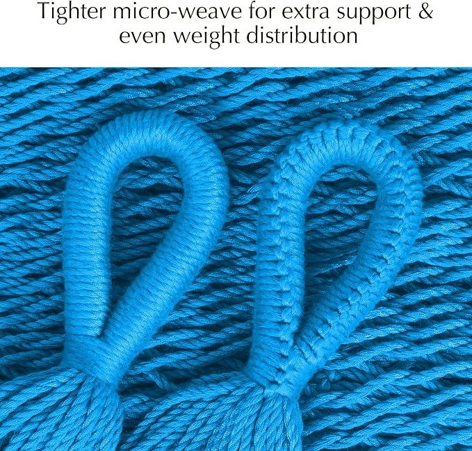 PNAEUT Handwoven Mayan Hammock, Thick Soft Rope Double Hammock for Outdoor Outside & Indoor, 600 lbs Capacity Heavy-Duty, Includes Tree Straps, Carabiners & Carrying Bag (Glacial Lake Blue, X-Large) - Image 5