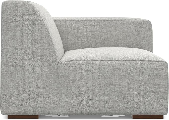 SIMPLIHOME Rex Right-Arm Sofa Module in 100% Recycled Polyester Tightly Woven Performance Fabric, Pale Grey, 44-inches Wide, Handcrafted Modern-Style Right-Arm Accent Chair for Living Room