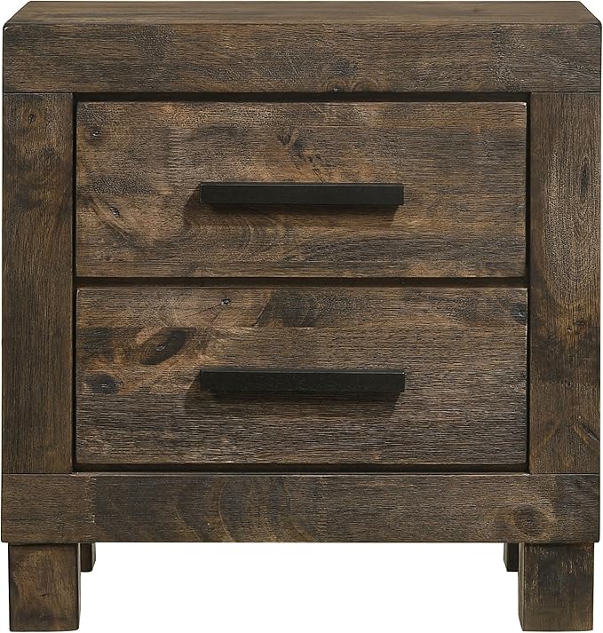 Coaster Home Furnishings Woodmont Farmhouse 4-Piece Bedroom Set Eastern King Size Storage Panel Bed Frame 54-inch Headboard Rustic Golden Brown 222631KE-S4