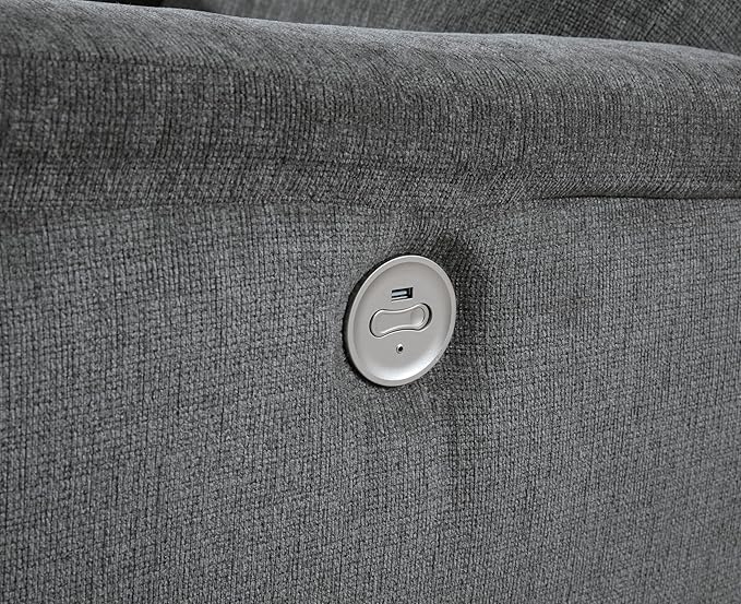 Signature Design by Ashley Barnsana Minimalist Power Reclining Sofa with USB Charging Ports, Gray