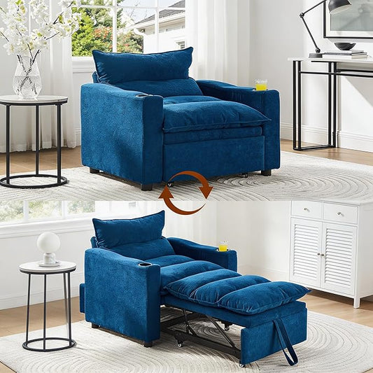 Casaphoria Convertible Sleeper Chair 66.54" Futon Sofa Bed Single Sleeper Sofa Small Couch Bed with Adjustable Backrest for College Dorm Bedroom Studio Apartment