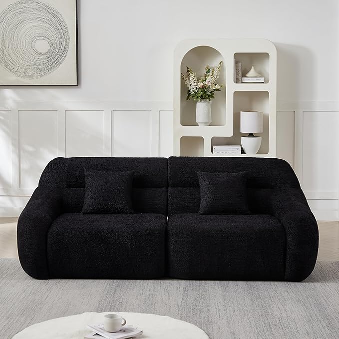 123-Inch Oversized Modular Compressed Sectional Couches 4 Pieces Modular Boneless Sofas with 4 Pillows,Modern Minimalist Corner Cloud Sofa Comfy Chenille Deep Seat Foam Couch