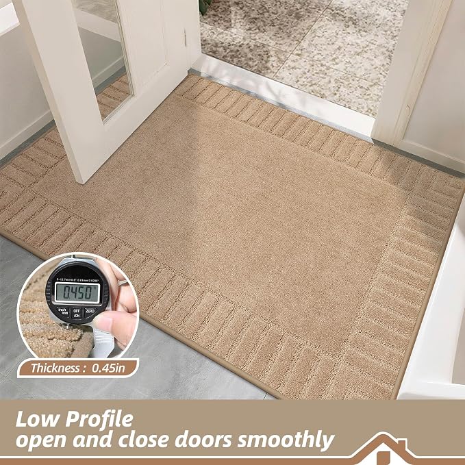 BEQHAUSE Door-Mat Non-Slip Front Doormat Low-Profile Entrance Mats for Front Door Entry Resist Dirt Washable Doormat Absorbent Entryway Door Mat,Taupe,36"x60" - Image 6