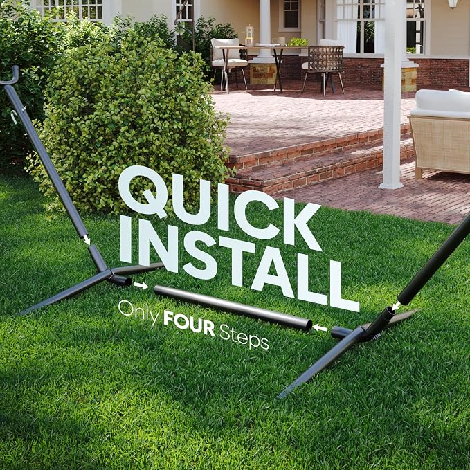 Hammock with Stand for Outside, 600lbs Portable Hammock with Carrying Bag for 2-Person Outside Patio, Heavy Duty, Easy Assembly - Image 6