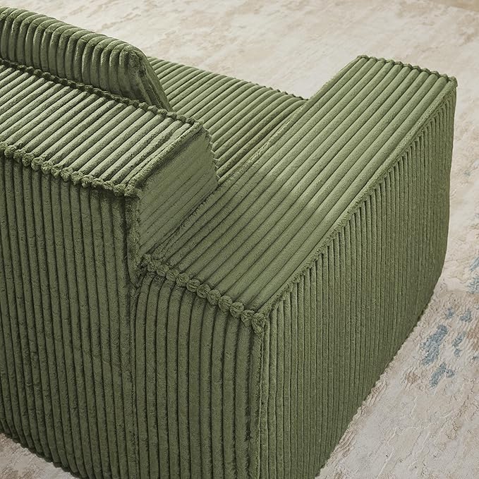 L-Shaped Corner Corduroy Sectional Sofa 4 Seat Modular Boneless Sofa Foam Cloud Couch with Movable Ottoman and Toss Pillows,Modern Deep Seat Convertible Chaise Sofa