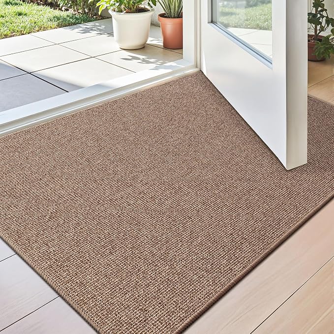 LUMI Indoor Door Mat 17"x30", Ultra Thin Low Profile Non-Slip Doormat for Home Entrance, Absorbent & Stain-Resistant Welcome Mats, Washable Entryway Mat for Front Door, Patio, Porch, Camel by LUMI