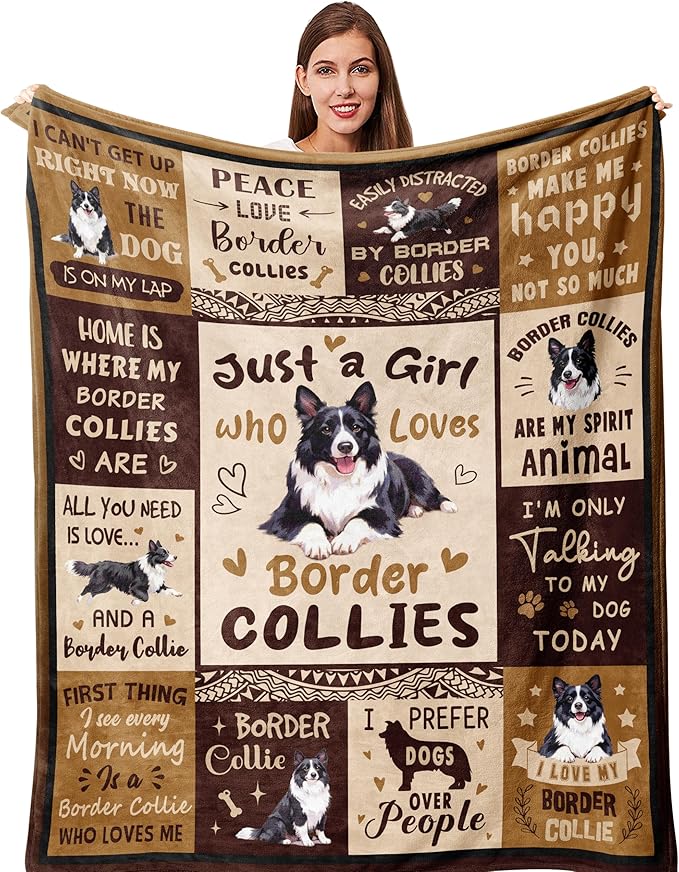 Border Collie Gifts for Women Blanket, Gifts for Border Collie Lovers/Owner for Birthday/Christmas Soft Fuzzy Fleece Throw Blanket for Bedroom, Home, Travel 50"x60"