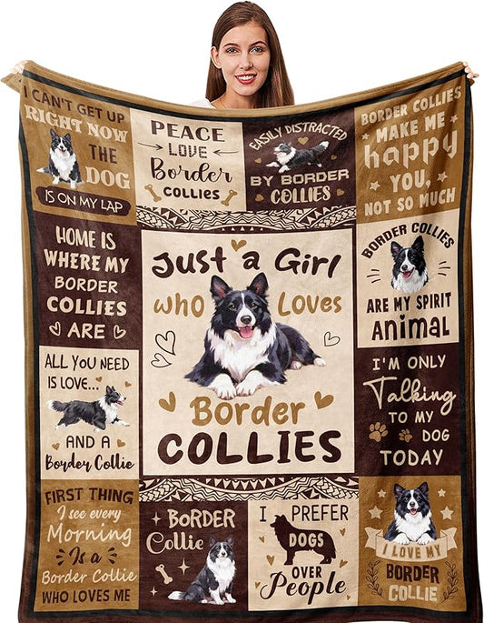 Border Collie Gifts for Women Blanket, Gifts for Border Collie Lovers/Owner for Birthday/Christmas Soft Fuzzy Fleece Throw Blanket for Bedroom, Home, Travel 50"x60"