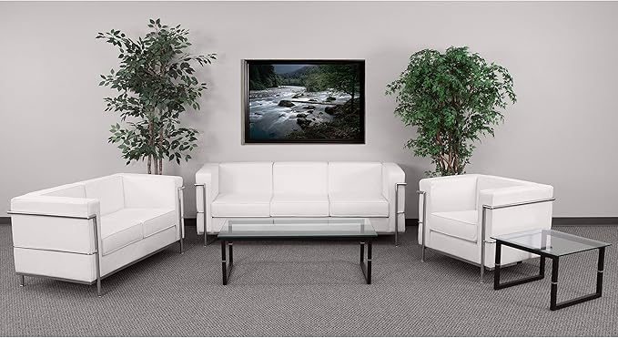 Flash Furniture HERCULES Regal Series Reception Set in White LeatherSoft