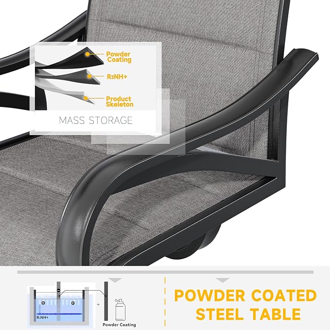 DWVO 6 Set Outdoor Swivel Chairs Padded, Premium Patio Swivel Chairs with Cushioned High Back & Heavy Duty Frame, All Weather Outdoor Swivel Chairs Set of 6 for Porch Lawn Patio, Gray - Image 4