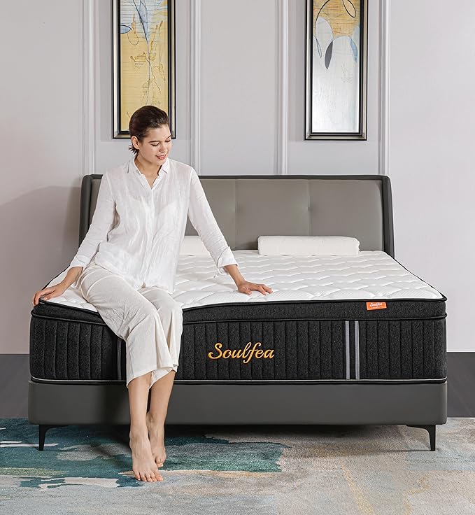 Soulfea Full Size Mattress,10 Inch Hybrid Full Mattress in a Box with Memory Foam & Individual Pocket Spring for Edge Support,Pressure Relief,Medium Firm,CertiPUR-US.