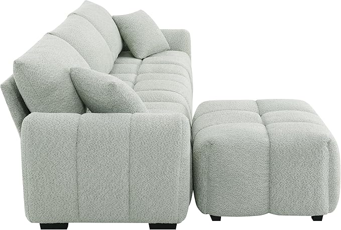 ERYE 110" L-Shaped Sectional Sofa 4 Seat Tufted Sofa Couches with Ottoman, Oversized Tufted Boucle Upholstered Corner Sectional Couch for Living Room Home Apartment