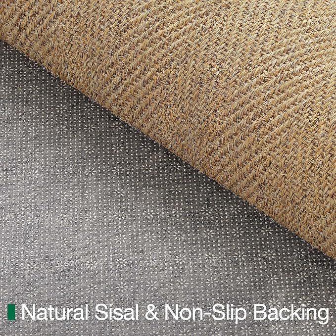 LUMI Handwoven Sisal Door Mat, Non-Slip Durable Entryway Mat, Welcome Front Doormat, Solid Floor Mats for Entrance, 20"x32", Herringbone Sisal - Image 6