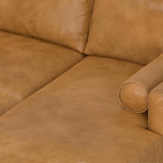 SIMPLIHOME Morrison Right Sectional Sofa in Full-Grain Genuine Leather, Sienna, 102-inches Wide, L-Shaped Leather Couch with Right Chaise for the Living Room and Family Room