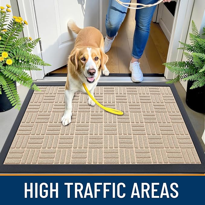 OLANLY Front Door Mat Outside Entrance 71x47, Absorbent, Heavy Duty Sturdy Natural Rubber Doormat Indoor Outdoor, Non-Slip, Stain and Fade Resistant, Low Profile Floor Mat for Entryway, Latte White - Image 6