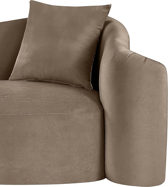 Meridian Furniture 44052Taupe-S Destin Collection Modern | Contemporary Sofa with Ultra Luxe Taupe 460 GSM Velvet, Rich Curves, 91" W x 34.5" D x 31" H, Taupe