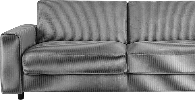 AC Pacific Derek 86" Modern Corduroy Couch for Living Room, Tufted Sofa with Plush Upholstery, High-Density Foam, Sleek Black Legs, Durable Wooden Frame, Sofa, Grey