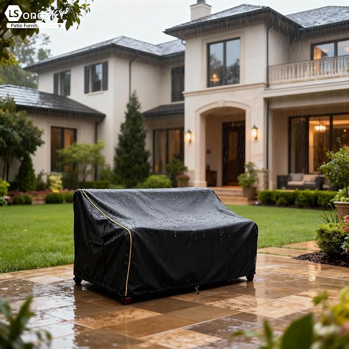 Patio 3-Seater Sofa Cover,Outdoor Couch Cover Fits up to 79W x 38D x 35H Inches,100% Waterproof Heavy Duty Patio Furniture Covers,Black - Image 5