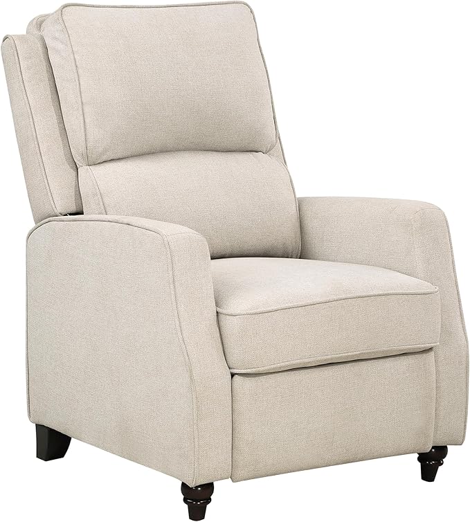 Lexicon Push Back Recliner Chair Living Room, Reclining Sofa Chair, Modern Recliner, Fabric Recliner Arm Seat for Living Room/Office/Apartment, Beige