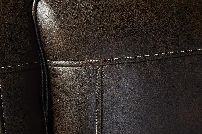 Leinster Faux Leather Sofa and Loveseat with Antique Bronze Nailheads in Espresso