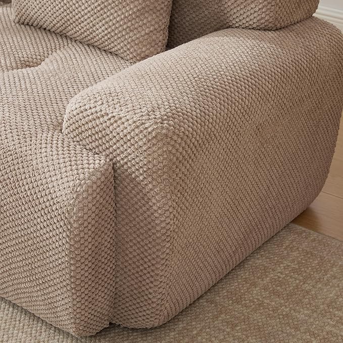 104" L-Shaped Compressed Sectional Cloud Sofa, Flannel Upholstered Modular Tufted Sofa with 4 Pieces, Modern Floor Boneless Foam Modular Cloud Couches for Living Room