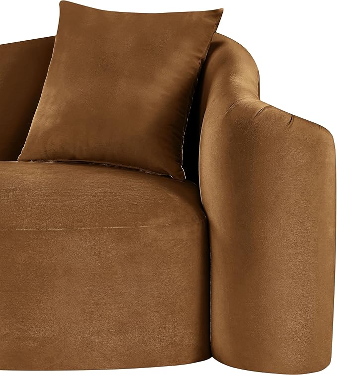 Meridian Furniture 44052Saddle-S Destin Collection Modern | Contemporary Sofa with Ultra Luxe Saddle 460 GSM Velvet, Rich Curves, 91" W x 34.5" D x 31" H, Saddle