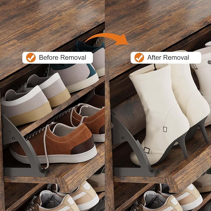 GarveeHome Shoe Cabinet with 6 Flip Drawers, Wooden Shoe Organizer Cabinet with Adjustable Shelf, Shoe Storage for Entryway, Hidden Shoe Cabinet for Hallway, Living Room, Rustic Brown - Image 4