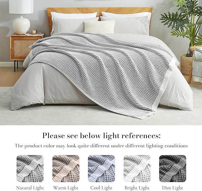 Amélie Home Knit Throw Blanket, Soft Chenille Cozy Breathable Pineapple Chunky Decorative Blanket for Couch, Bed & Sofa, French-Inspired Lightweight Warm Gift for Women, Gray, 50"x60"