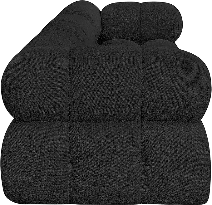 Meridian Furniture 611Black-S102A Ames Collection Modern | Contemporary Modular Sofa with Rich Black Boucle Fabric, Modular to Create Infinite Configurations, 102" W x 34" D x 28" H, Black