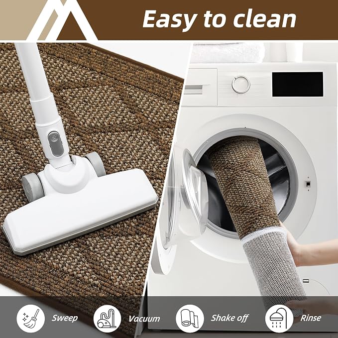 COSY HOMEER Non-Slip Door Mat 20"x48", Entryway Rugs Low Profile Absorbent Dirt Trapper Doormat for Front Entrance, Washable Polypropylene Entry Mat (Brown) - Image 7
