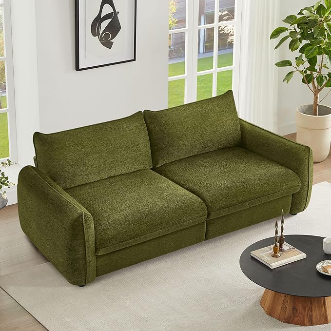 90'' Cloud Loveseat Sofa,Chenille Fabric Couch with 3 Deep Seater, Modern Love Seat,Comfy Thick Cushion,Upholstered Sofa Couch for Living Room Bedroom Apartment