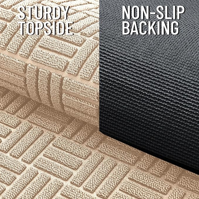 OLANLY Front Door Mat Outside Entrance 71x23, Absorbent, Heavy Duty Sturdy Natural Rubber Doormat Indoor Outdoor, Non-Slip, Stain and Fade Resistant, Low Profile Floor Mat for Entryway, Latte White - Image 4