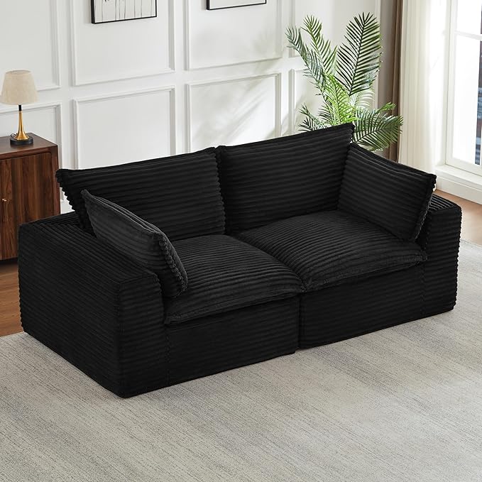78.8" Cloud Loveseat Boneless Sofas for Living Room, 2 Seaters Modular Foam Cloud Sofa Couches, 2 Seat Compression Foam Couch with Headrests, No Assembly Required