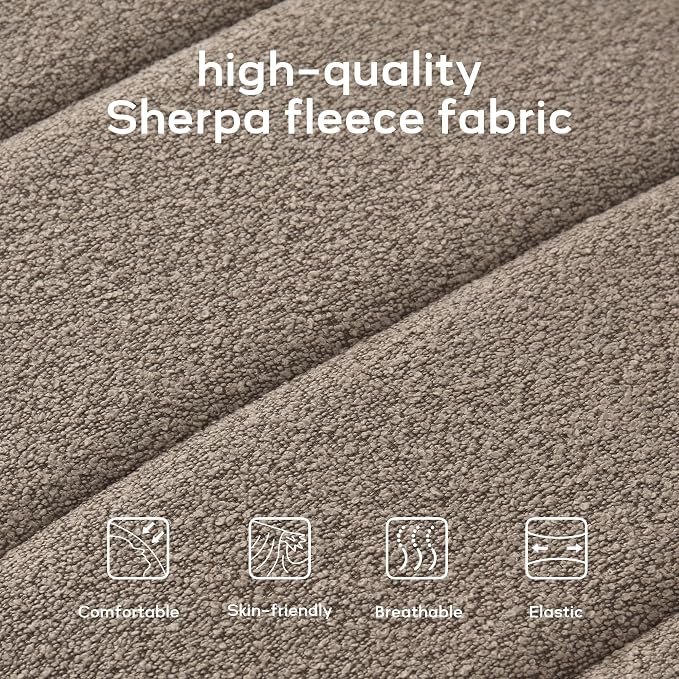 Zihanhome 52.7" Bedroom Bench for End of Bed, Modern Upholstered Teddy Fabric Entryway Bench & Dining Bench, Footrest Stool Bench with Solid Wood Frame for Bedroom, Living Room (Dark Brown) - Image 4