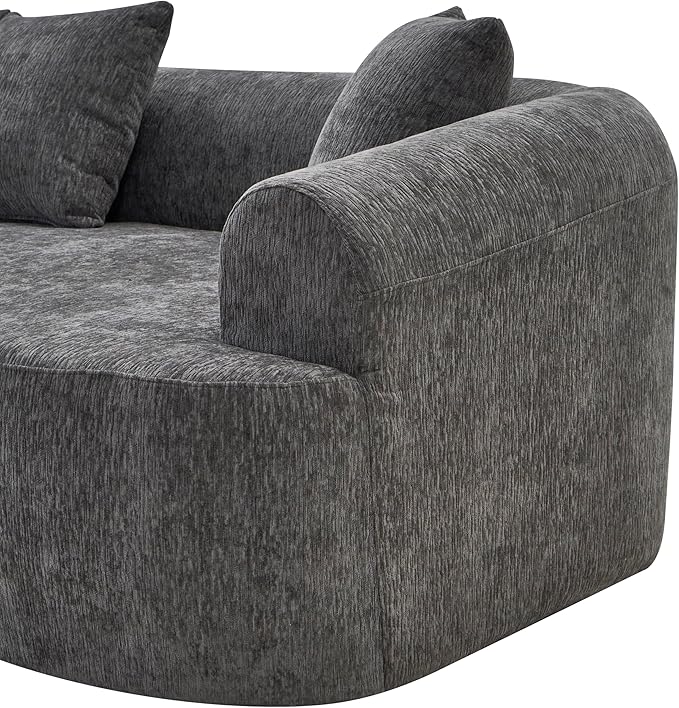 Curved Boneless Sofa Couches 4-Seat Tight Backrest Couch for Living Room Bedroom, Boneless Cloud Sofa with 4 Pillows, Floor Sofa in A Box No Assembly Required