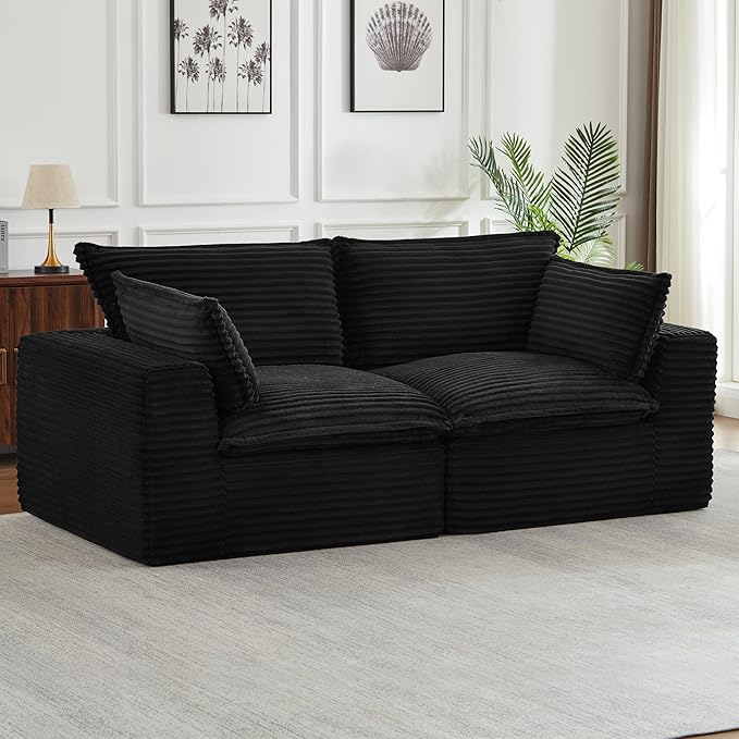 78.8" Cloud Loveseat Boneless Sofas for Living Room, 2 Seaters Modular Foam Cloud Sofa Couches, 2 Seat Compression Foam Couch with Headrests, No Assembly Required