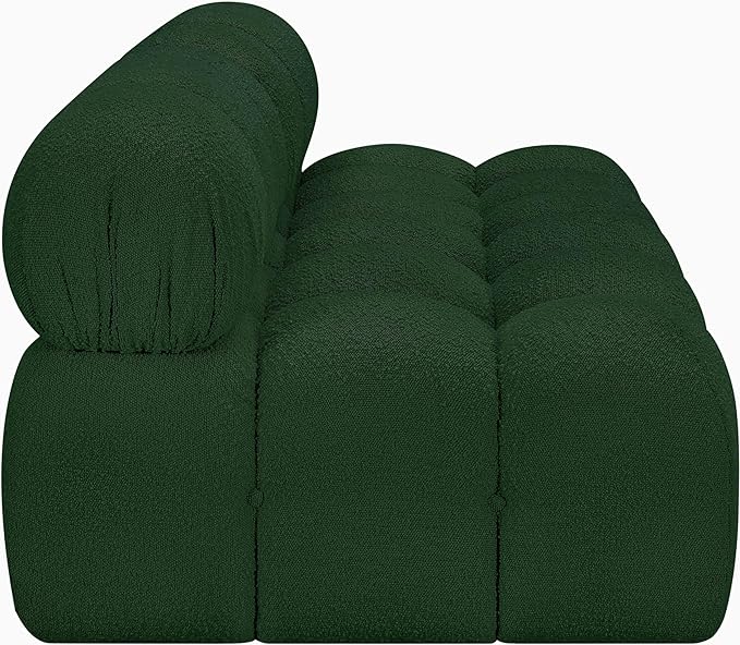 Meridian Furniture 611Green-S68B Ames Collection Modern | Contemporary Modular Sofa with Rich Green Boucle Fabric, Modular to Create Infinite Configurations, 68" W x 34" D x 28" H, Green