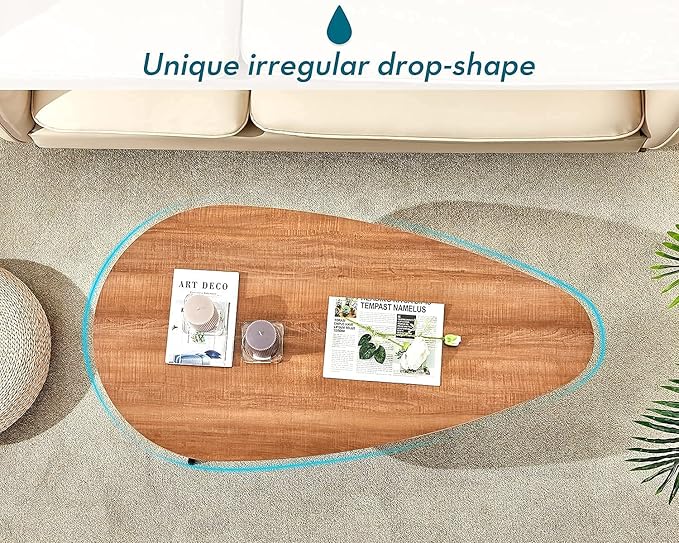SAYGOER Mid Century Modern Coffee Table for Living Room Rustic Oval Coffee Table Small Retro Accent Sofa Center Table for Living Room,22.2" D x 42.5" W x 17.1" H, Walnut Oak | Mid Century Modern, for Living Room, Small, Rustic, Retro, Accent