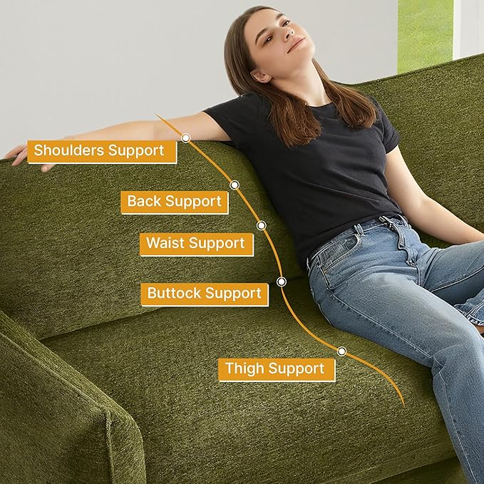 90'' Cloud Loveseat Sofa,Chenille Fabric Couch with 3 Deep Seater, Modern Love Seat,Comfy Thick Cushion,Upholstered Sofa Couch for Living Room Bedroom Apartment