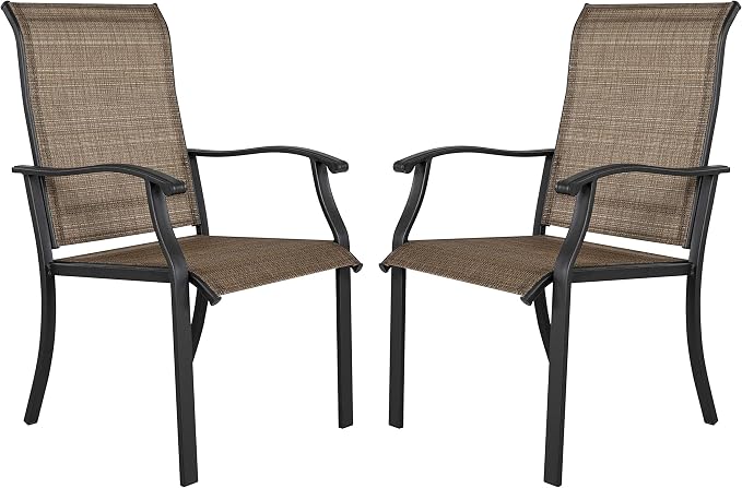 NUU GARDEN Patio Dining Chairs Set of 2, Outdoor Chairs with Armrest, Indoor/Outdoor Chairs Backyard Deck Garden Chair, Restaurant Kitchen Dining Textilene Chair,Brown - Image 9