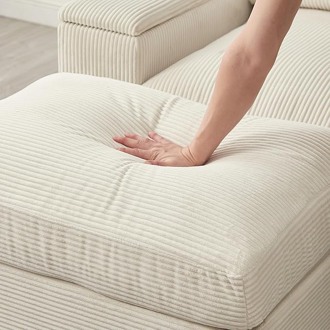 122" Oversized Modular Sectional Sofa Cloud Couch with 2 Ottomans, Comfy Corduroy Upholstered Deep Seat Large U Shaped Lounge Sofa&Couches with Hidden Arm Storage Box