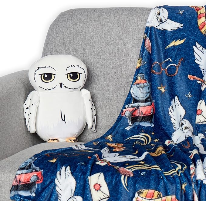 Northwest Harry Potter, Hedwig, Silk Touch Throw and Hugger Set, 50 x 60 Inches