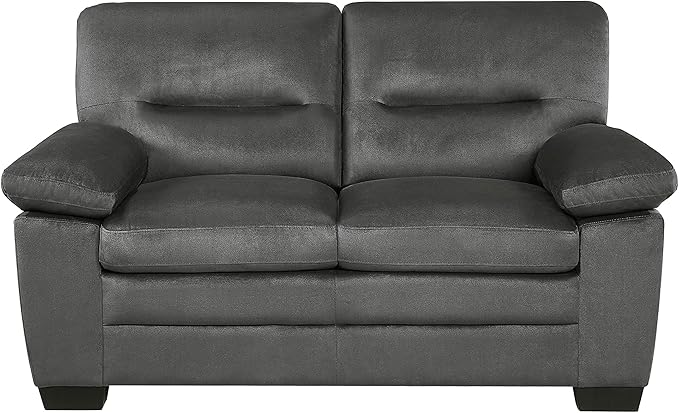Lexicon 63" Sofa, Comfy Modern Sofa with Pillow-Top Arms, Couch for Living Room Apartment Lounge, Solid and Easy to Assemble, 2-Seater Couch, Dark Gray