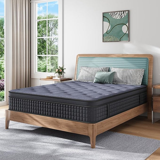 Susalt Twin Mattress, 10 Inch Hybrid Mattress in a Box, Gel Memory Foam, Medium Firm, Edge Support, Motion Isolation, Pressure Relief, Zoned Support Spring, CertiPUR-US Certified, Black & Gray (Twin)