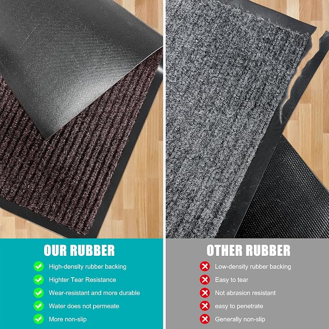 Azadx 2'x6' Indoor Outdoor Door Mat Heavy Duty Front Door Mat Ultra Absorbent Muddy Dirt Resist Welcome Door Mats Non-Slip Backing Entrance Mat for Home Commercial Outdoor Entrance Floor Mat - Image 8