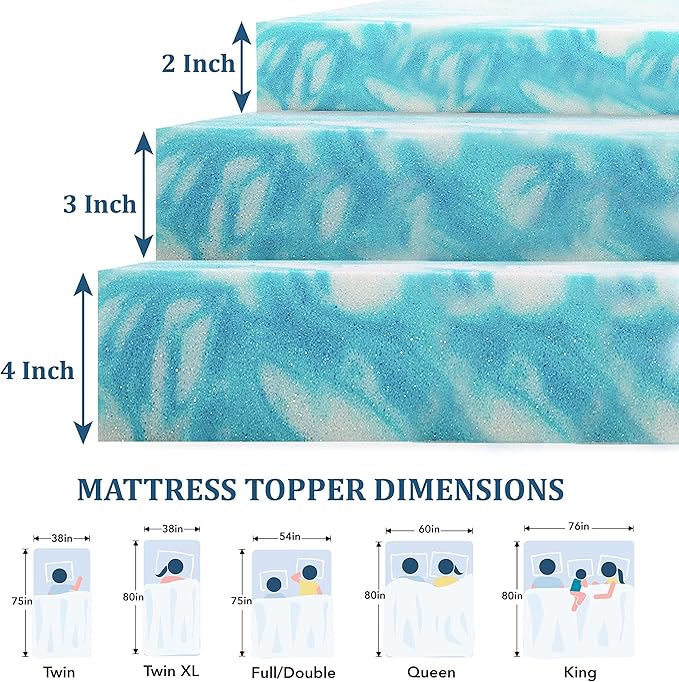 EGO Topper 4 Inch Cal King Memory Foam Mattress Topper, Gel Foam Mattress Topper for Pressure Relief, Ventilated Design Bed Topper in a Box, CertiPUR-US Certified, Medium