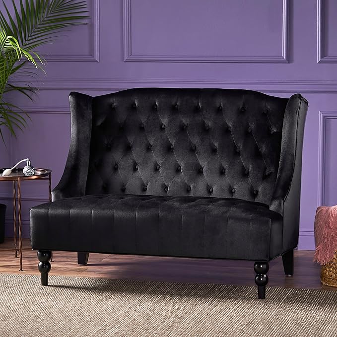 Merax Loveseat Sofa, Classic 2 Seater Couch for Living Room Bedroom Office, Black