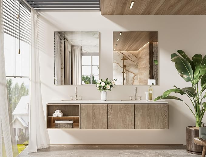 TETOTE Frameless Mirror 30" x 36" Frameless Tempered Bathroom Vanity Wall Mirror for Bedroom, Living Room, Entryway, Gym, Vertically/Horizontally - Image 9