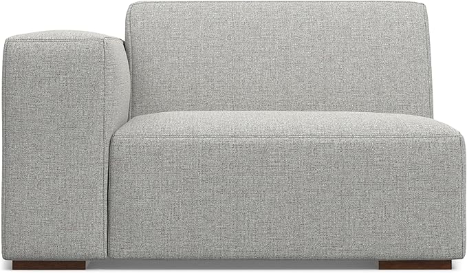 SIMPLIHOME Rex Left-Arm Sofa Module in 100% Recycled Polyester Tightly Woven Performance Fabric, Pale Grey, 44-inches Wide, Handcrafted Modern-Style Left-Arm Accent Chair for Living Room